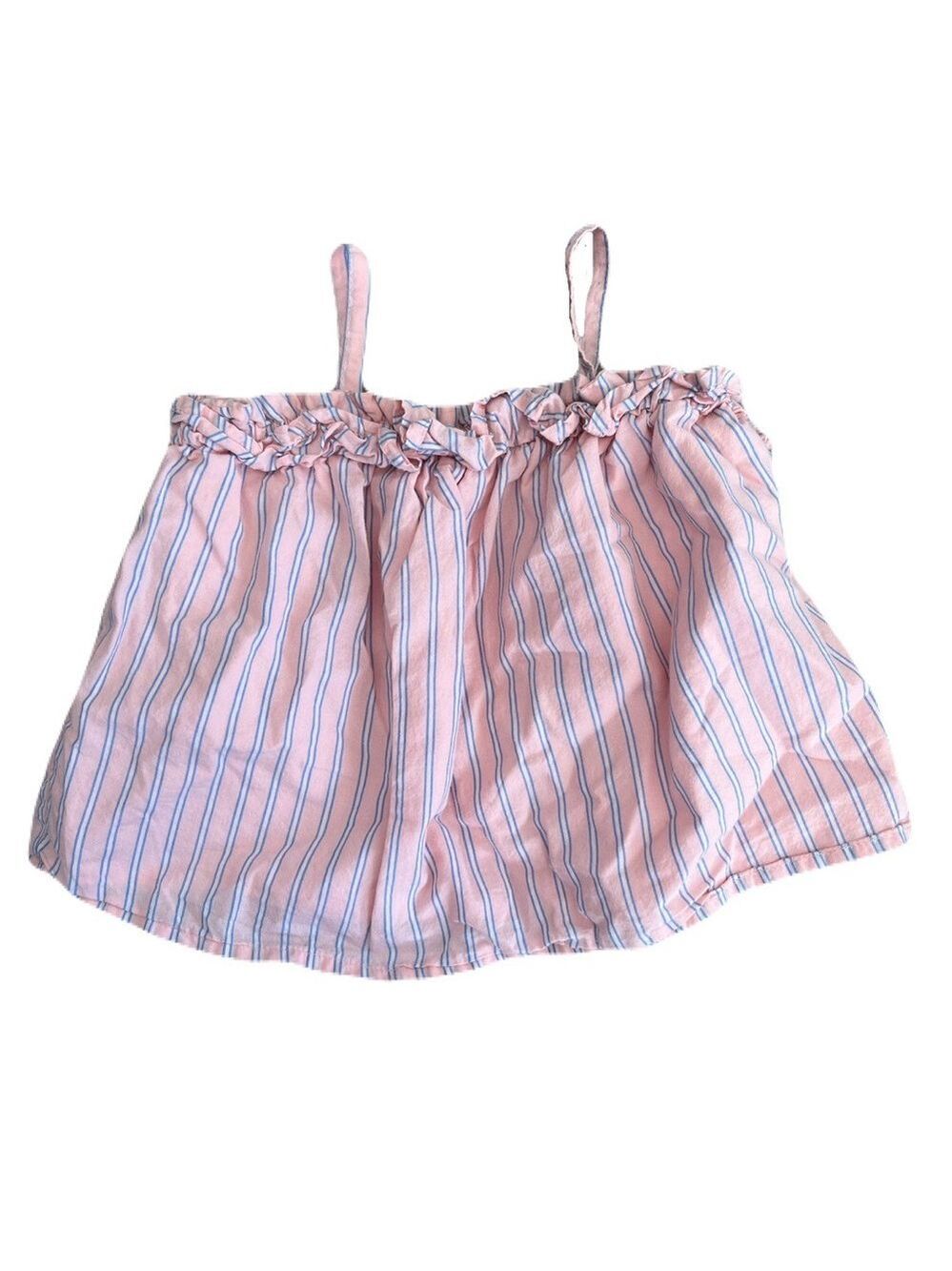 🩵 4/$20 Old Navy Pink and Blue Striped Ruffle Top‎